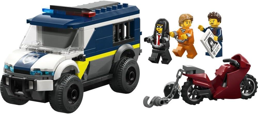 LEGO City - 60479 City Police Prisoner Transport Van Toy - Model Truck Kit w/Motorbike, 3 Minifigures & Removable Cell Door - Birthday Gift Idea for 6+ Year Old Boys