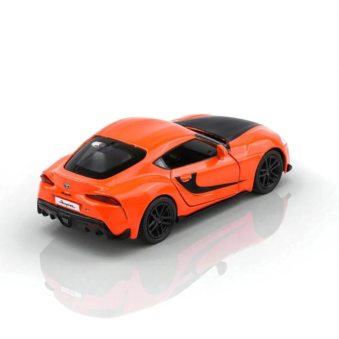 RMZ Hobby 1:32 Toyota Supra 2020 Die-Cast Model Car β Orange with Openable Doors, Pull-Back Action, Light & Sound (664988) - Jaiman Toys