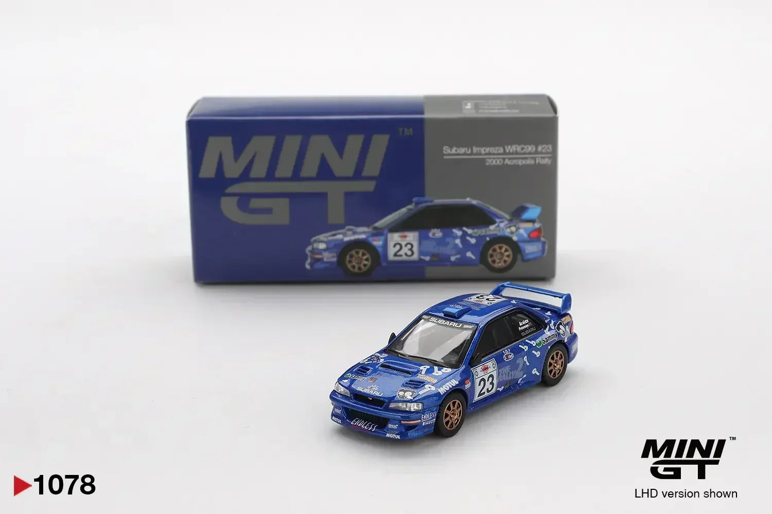 Mini GT 1:64 Subaru Impreza WRC99 #23 2000 Acropolis Rally Diecast