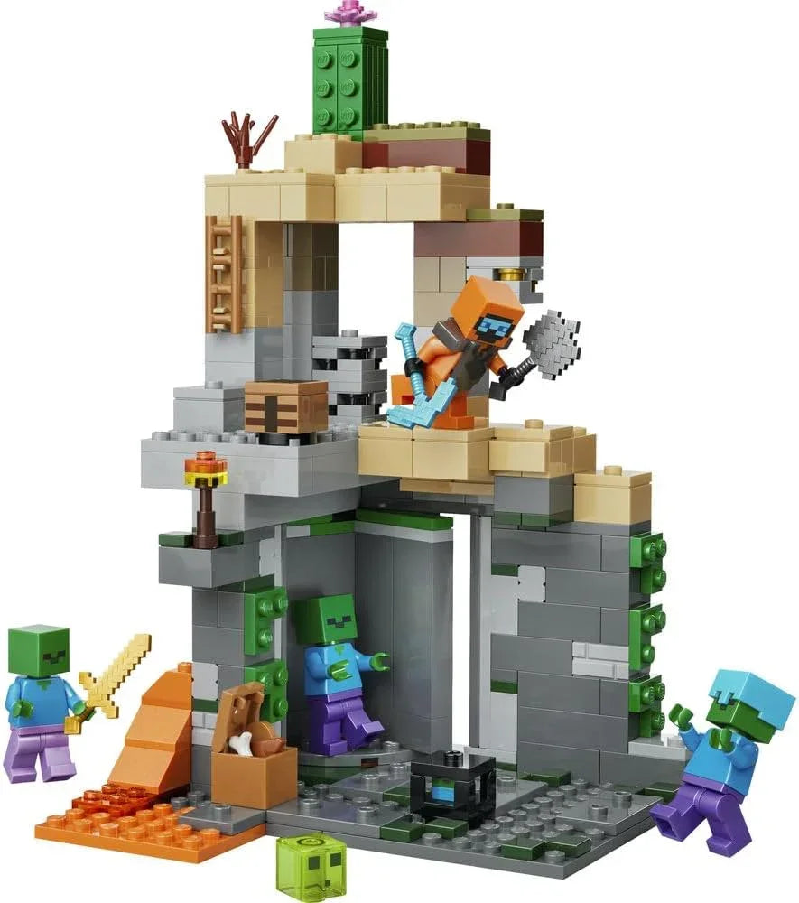 LEGO Minecraft 21587 Zombie Dungeon - Interactive Toy with a Wanderer Minifigure, 3 Zombie Figures, a Slime & Crafting Table - Gaming Gift for 8+ Year Old Boys & Girls