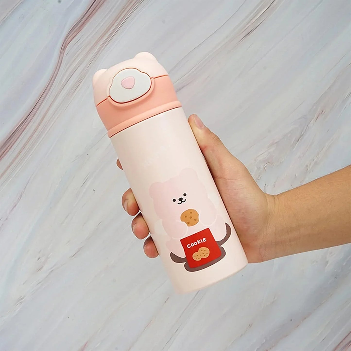 Vacuum Insulated Water Bottle with Straw, Leak-Proof Stainless Steel 14OZ | 410 ML (Pink) - Jaiman Toys