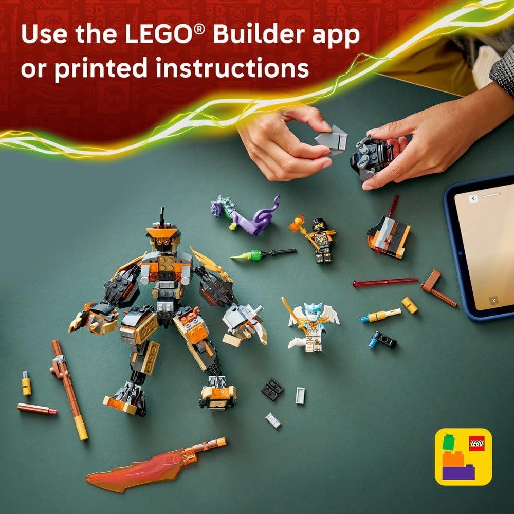 LEGO NINJAGO 71854 Cole's Mission Mech & Dragon Zane - Ninja Toy w/an Action Figure, 3 Minifigures and Swords - Birthday Gift for 7+ Year Old Boys & Fans