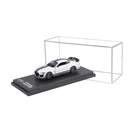 Bburago 1:64 2020 Ford Mustang Shelby GT500 Die-Cast Model Car | Metal Collectible Sports Car with Display Stand – White, Ages 14+