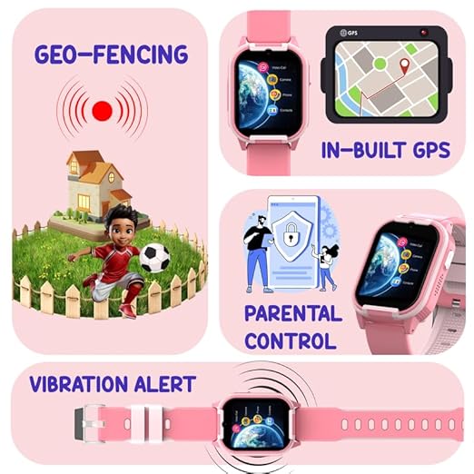 Spiky Gnome 4G Video Calling Smartwatch for Kids β Pink | GPS, SOS, HD Camera- 3 Color Options
