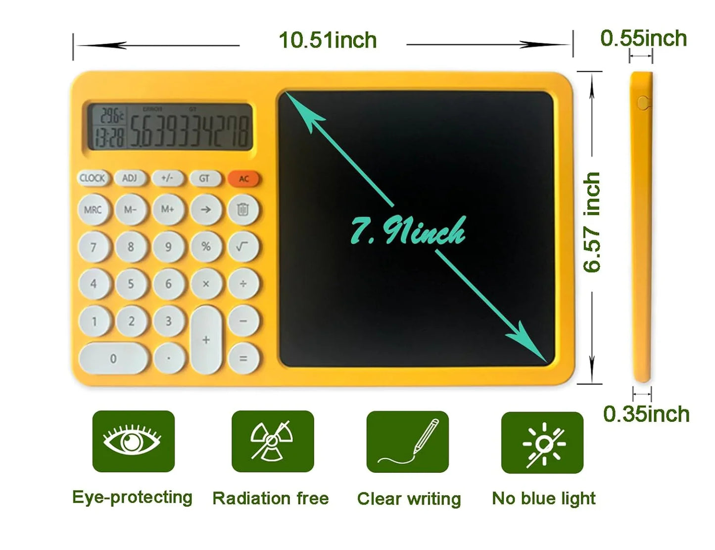 Electronic LCD 8" Writing Tablet with Calculator | 2-in-1 Note Taking Pad with Time & Temperature Display, Hidden Stand & Gift Box - Jaiman Toys
