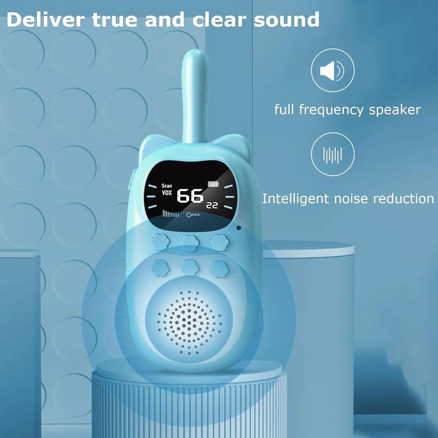 Walkie Talkies for Kids Rechargeable with Flashlight, Handheld Walki Talkies with Wearable Lanyard & Back Clip for Outdoor Camping Games,Toys Gifts for Boys Girls Kids (Pair of Blue + Blue) - Jaiman Toys