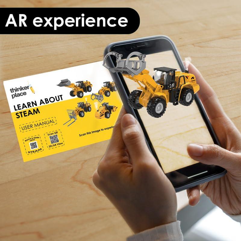 ThinkerPlace Metal Timber Grab with Light, Sound & Spray | Heavy-Duty Friction Powered Log Grab Construction Vehicle Toy