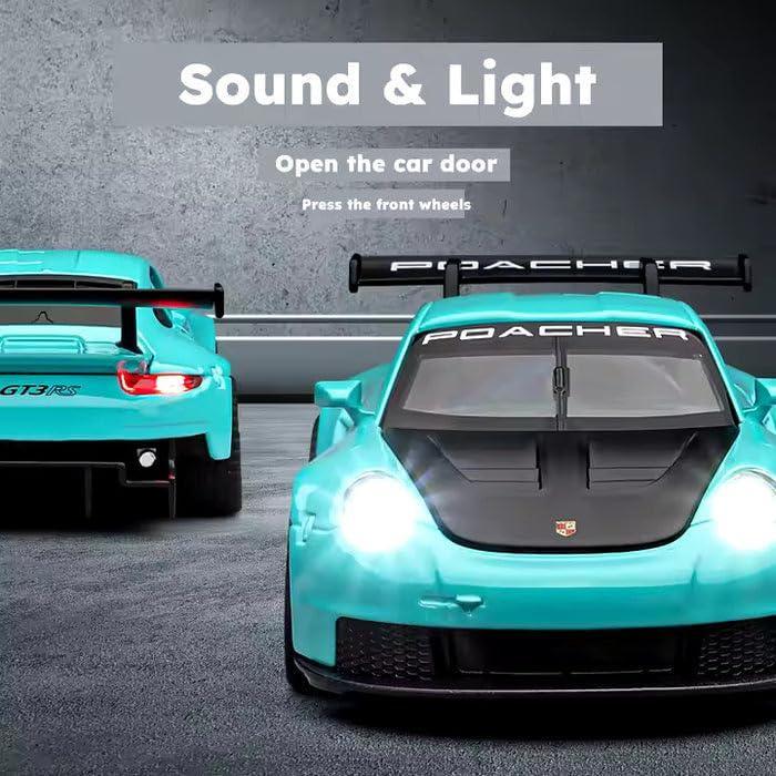 1:32 Porsche 911 GT3 RS Diecast Metal Pull Back Car Model – Openable Doors, Sound & Light | Toy & Collectible (Black) - Jaiman Toys