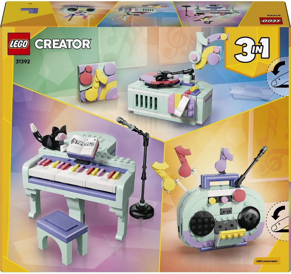 LEGO 31392 Creator 3-in-1 Music Decor Piano Building Set | 485 Pieces | Creative Display & Home Decor Model