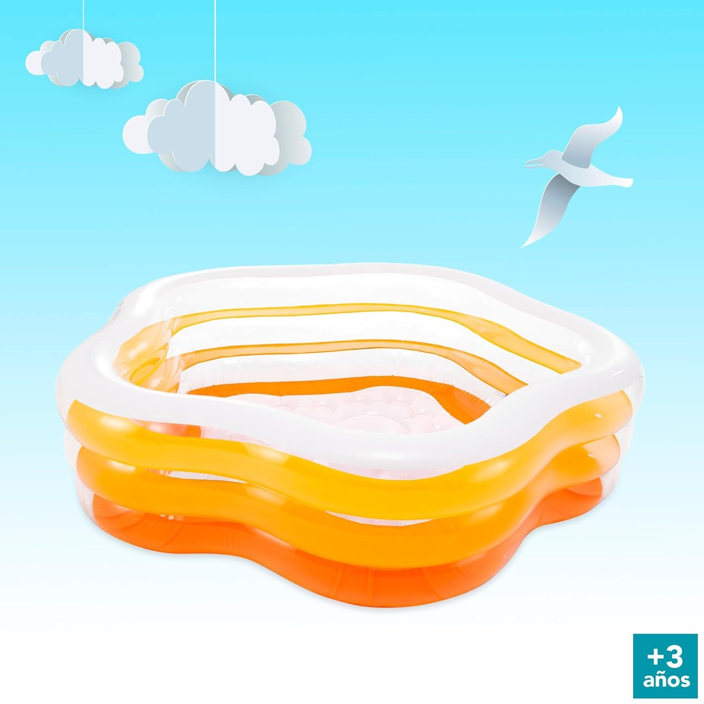 Intex 56495 Swim Center Family Inflatable Pool – 1.85m × 1.80m × 53 cm Square Family Lounge Pool with Built-in Seats