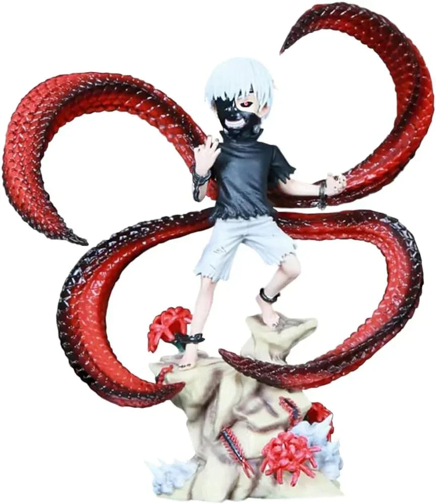 Ken Kaneki Tokyo Ghoul Anime Ultimate Action Figure – 18cm PVC Statue with Red Kagune & Interchangeable Head HW - Jaiman Toys