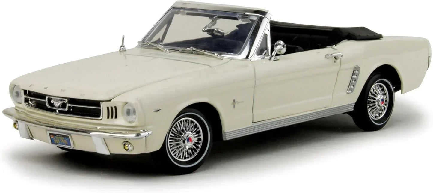 1964 1/2 Ford Mustang Convertible Cream 1/18 Diecast Car Model - Jaiman Toys