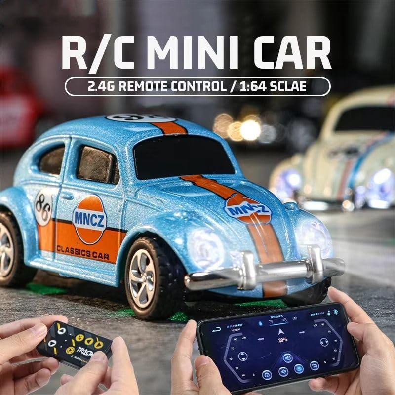Trasped 1:64 Mini RC Car CoolCar HG4-108 – Pocket Size Remote Control Car with LED Lights, App Control & Rechargeable Battery (3 Colors)