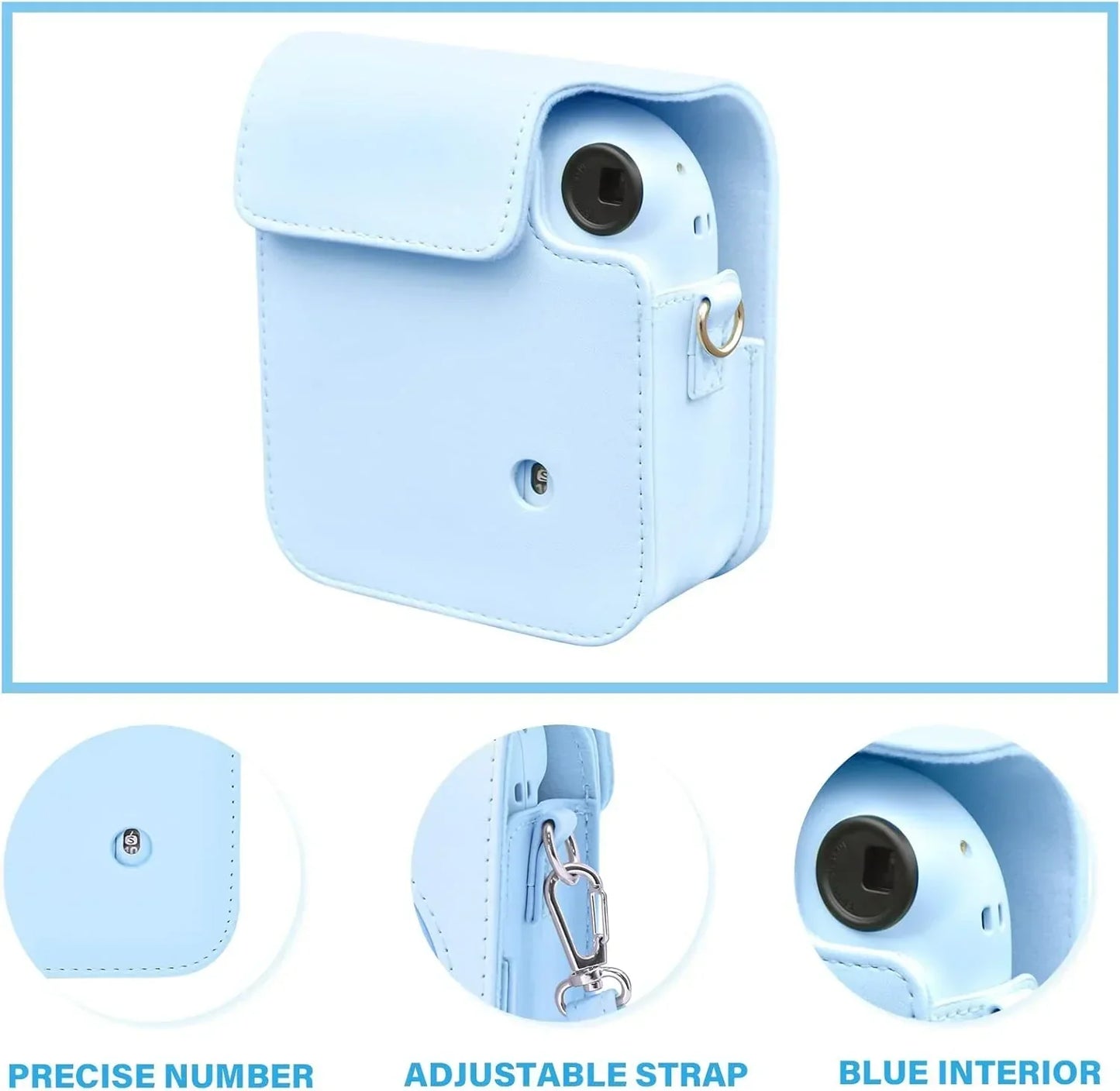Pop & Snap in Style β Mini 12 Camera Case with Strap (Perfect Fit for Instax Mini 12) - Pastel Blue - Jaiman Toys