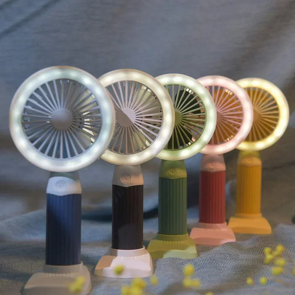 Fashion Lighting Fan Desktop Fan Mini Handheld Small Fan for Home, School USB Rechargeable & Portable Fan (Yellow) - Jaiman Toys