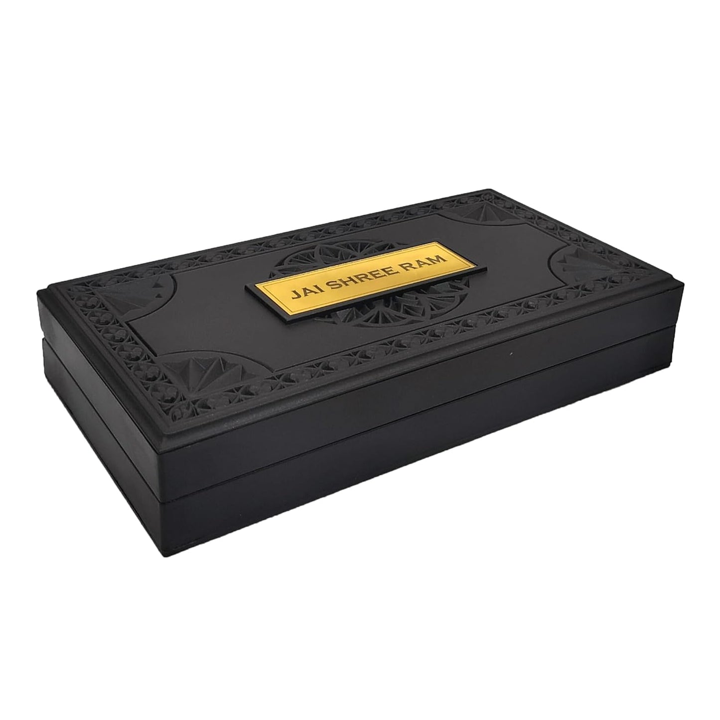 Jai Shree Ram Wooden Shagun Gift Box with Gold-Plated Ram Darbar & Charan Paduka | Premium Spiritual Return Gift Box for Wedding, Housewarming & Festivals