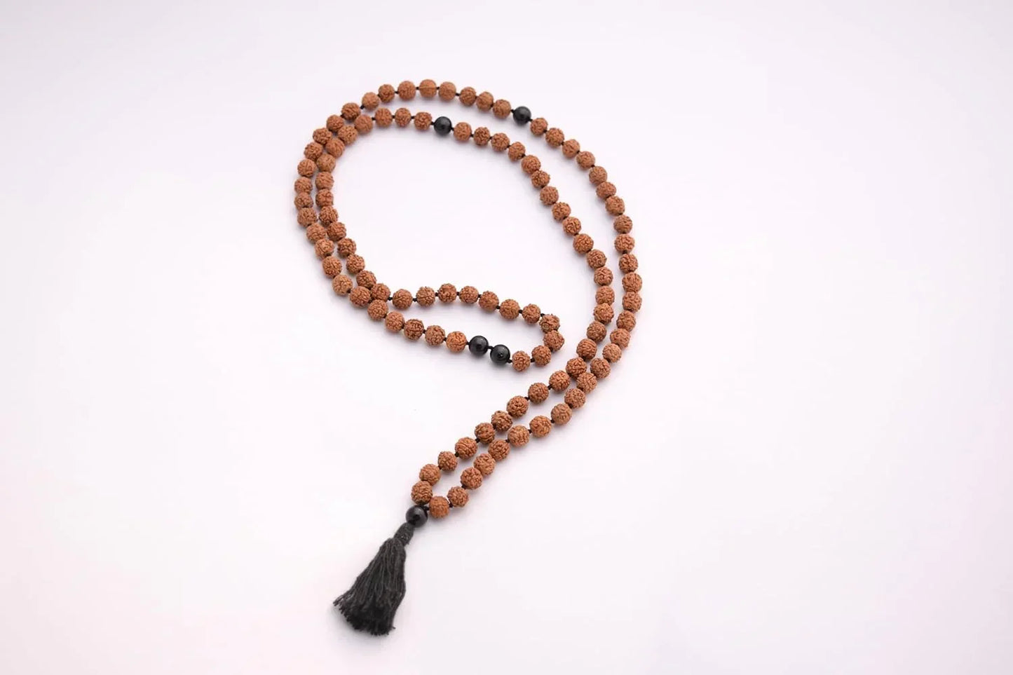 Maha Mala Rudraksha 108 Beads Japa Mala with Amethyst | Hand-Knotted, Ahimsa Silk Tassel | Handmade in India