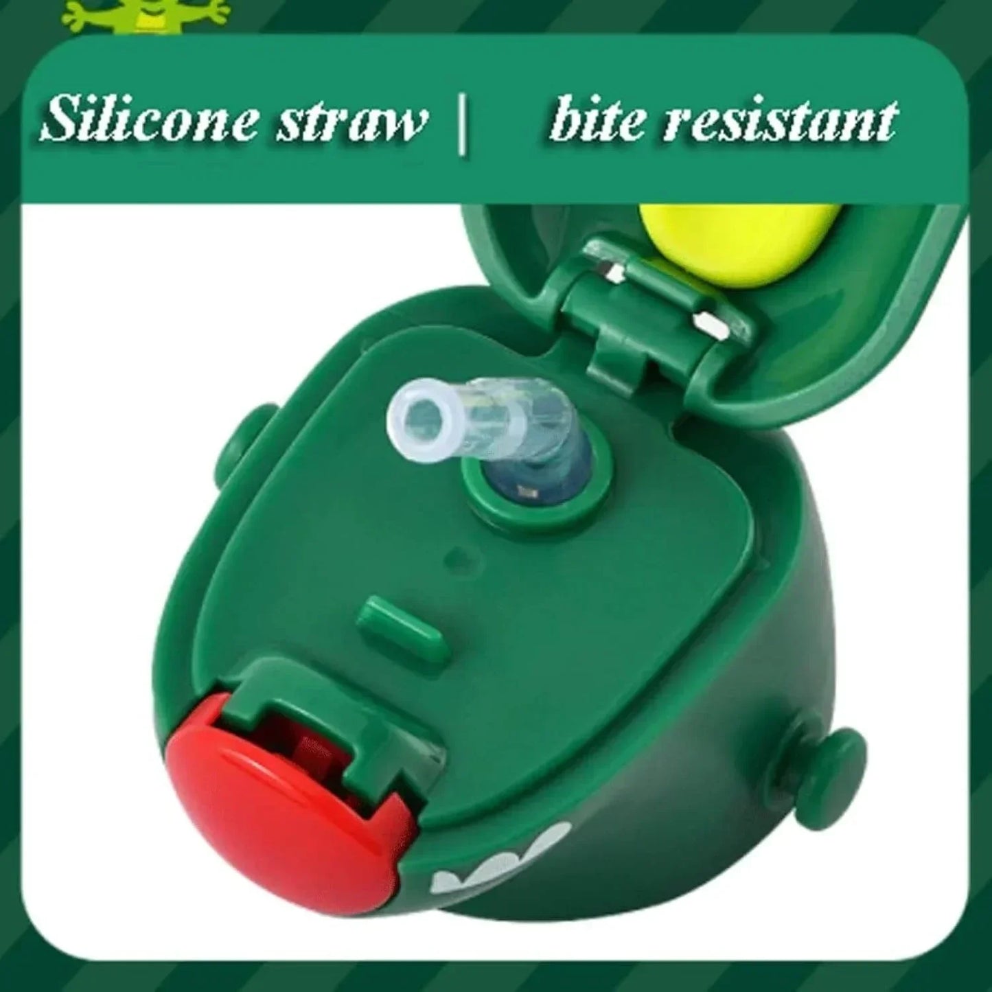 Kids Dino Water Bottle with One-Touch Flip Lid and Straw, Stainless Steel Bottle 400 ML (Green) - Jaiman Toys