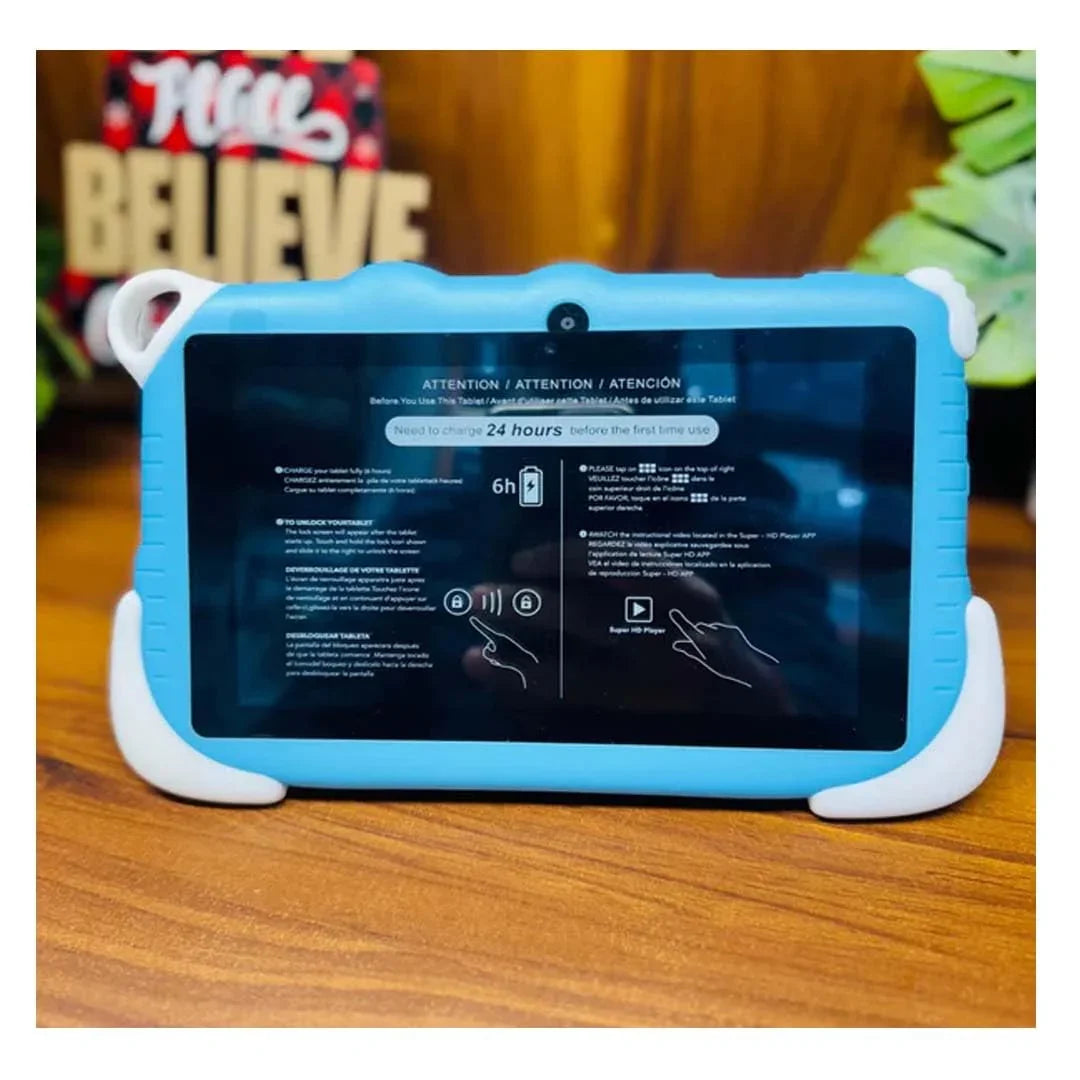 Kids Learning Tablet – 7" HD, 128GB, Dual Cameras, 4G/WiFi, Parental Lock, Fall-Proof Cover (Space - Blue) - Jaiman Toys