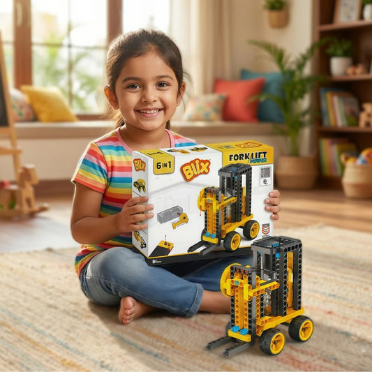 Blix Forklift Power 6-in-1 Motorised STEM Building Kit, 180+ Pieces, Ages 8+