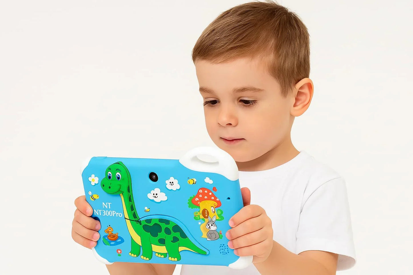 Kids Learning Tablet – 7" HD, 128GB, Dual Cameras, 4G/WiFi, Parental Lock, Fall-Proof Cover (Dinosaur - Green) - Jaiman Toys