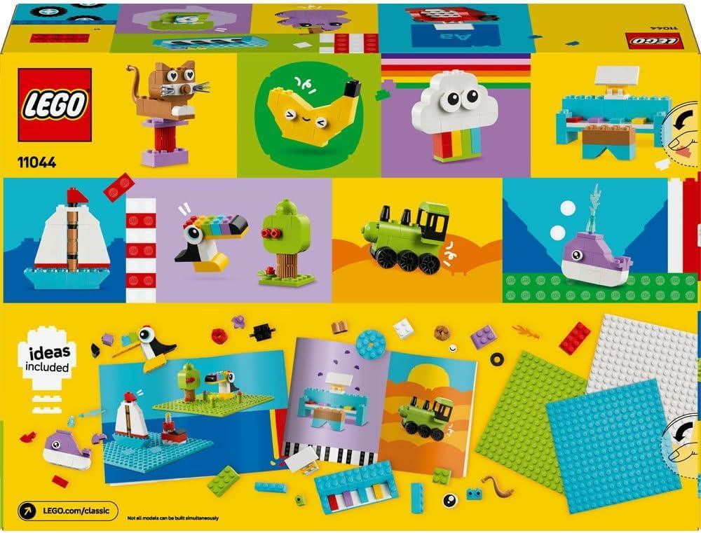 LEGO Classic 11044 Creative Build-and-Play Box - Colourful Bricks Set - Build a House, Dog, Fire Engine Toy, Piano Keyboard, Clouds & Rainbow - Arts and Crafts Kit for 5+ Year Old Boys & Girls