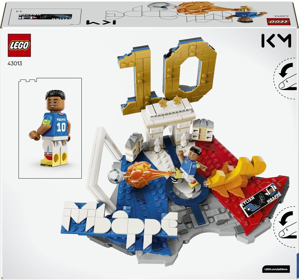 LEGO 43013 Editions Kylian Mbappé – Football Highlights Toy - 3D Display Model Kit w/Collectible Minifigure - Kids' Room Decor - Gift for 10+ Year Old Boys, Girls & Adult Sports Fans
