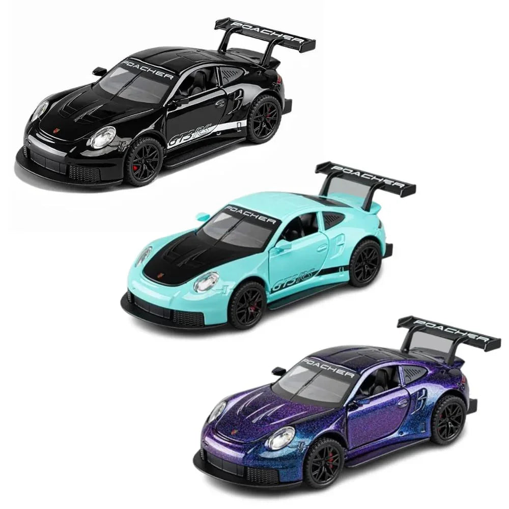 JOY JUNCTION Porsche 911 RSR 1:32 Scale Alloy Metal Pullback Die-Cast Car β Red Model with Lights, Music & Openable Doors - Jaiman Toys