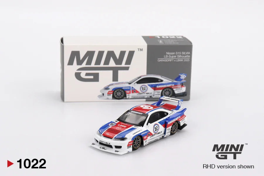 Mini GT 1:64 Nissan LBWK S15 Silvia GARASIDRIFT 2025 + BMW Z8 Alpina Diecast Model Combo