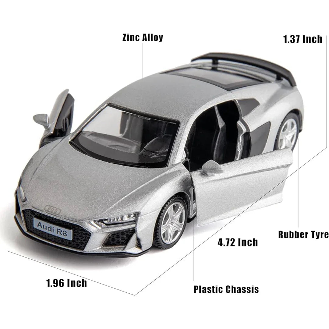 RMZ City 1:36 Audi R8 Coupe Diecast Model Car – Opening Doors, Metal Body, Collectible Sports Car