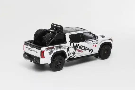 G.C.D 1:64 Toyota Tundra White Panda Edition (LHD) Diecast Model Car | With Adventure Accessories | KS-064-495
