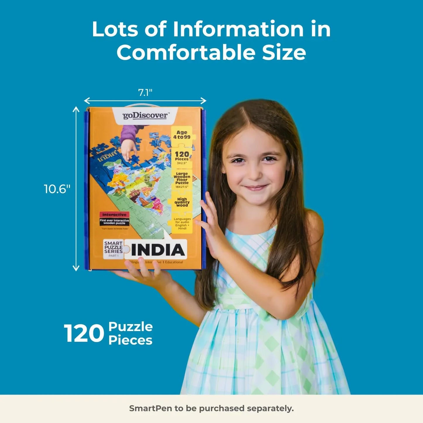 goDiscover India Map Puzzle for Kids | 120-Piece Educational Learning Puzzle (4+ Years)