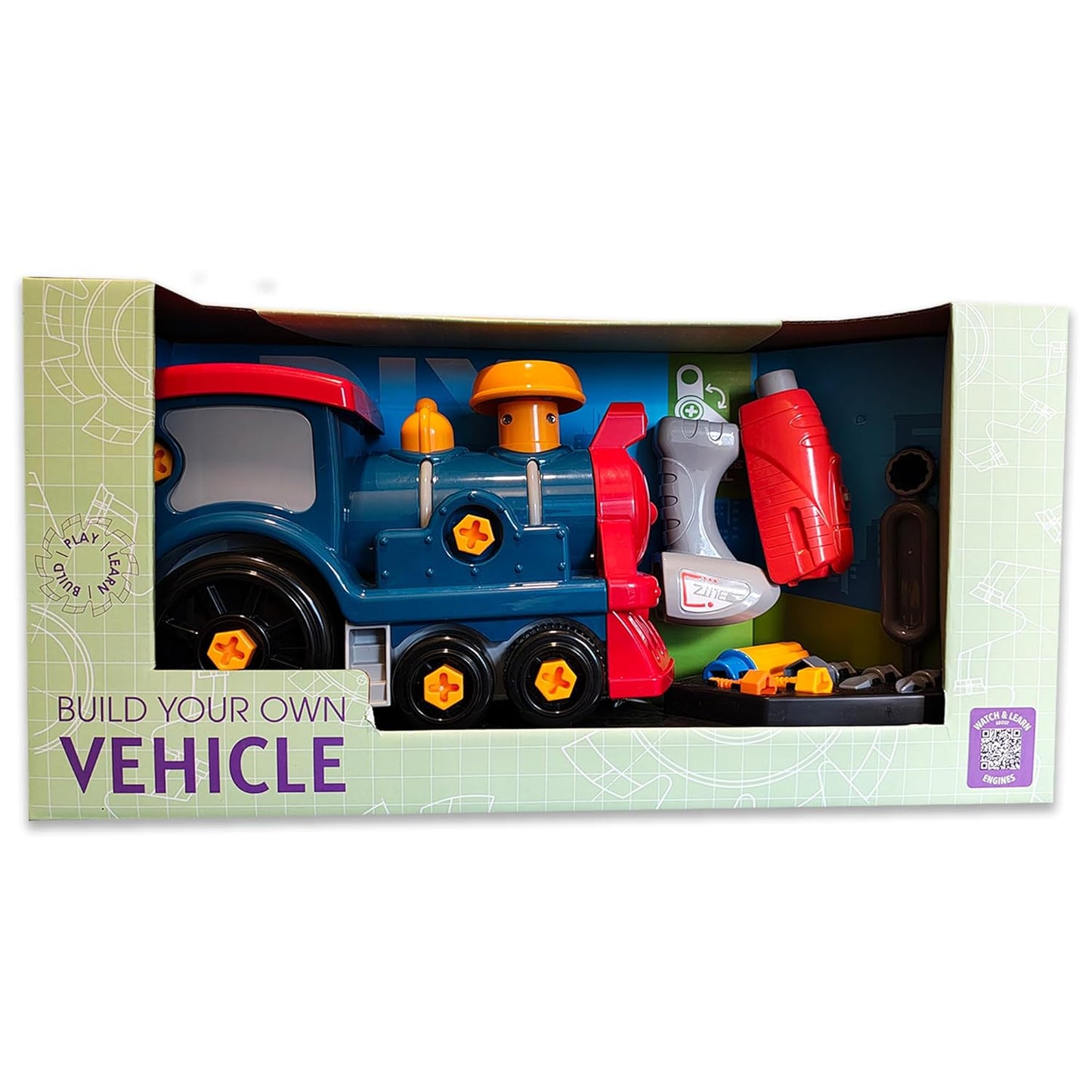 ThinkerPlace 2-in-1 Electric Detachable Train | Motorized DIY Assembly Train Set for Kids with Interchangeable Parts