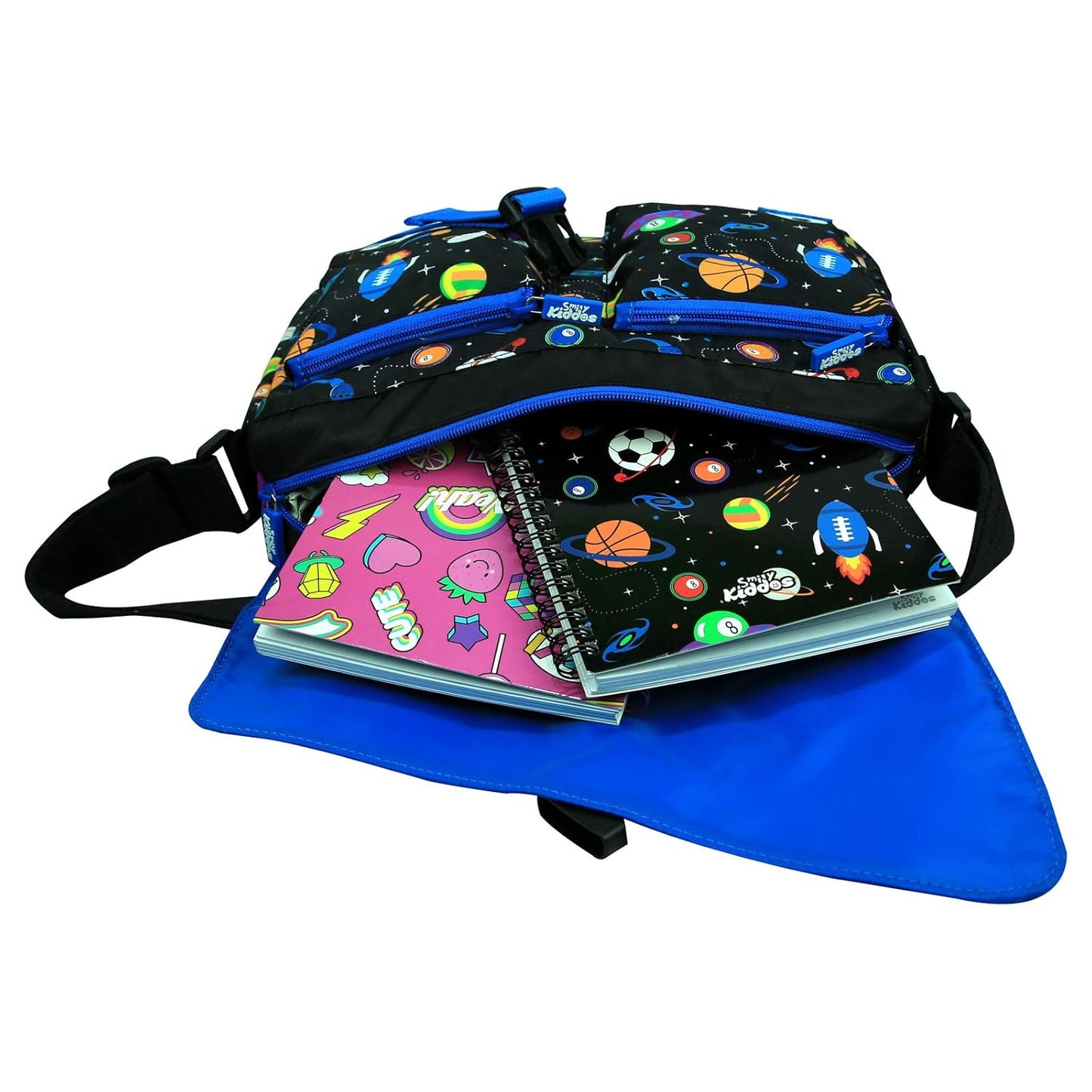 Smily Kiddos Kids Fancy Shoulder Bag – Space & Sports Print Crossbody Side Bag for Boys & Girls