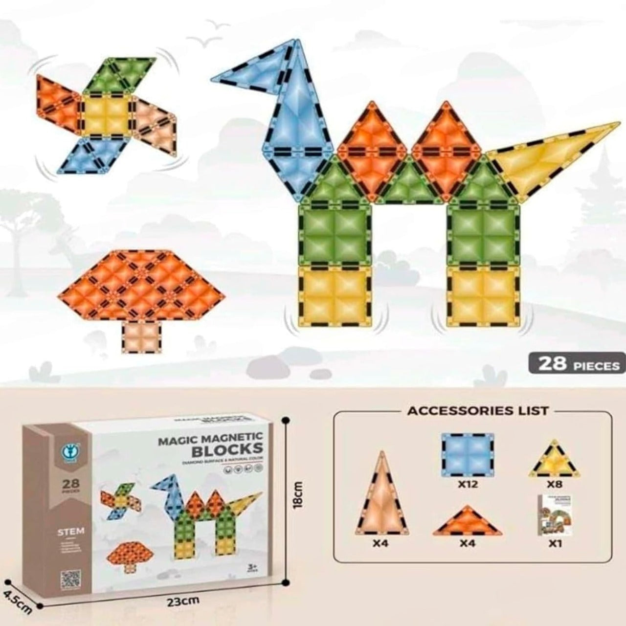 Breatoi Magnetic Blocks for Kids – 28 PCS 3D Building Set | Educational Construction Toys for Early Development & Creativity
