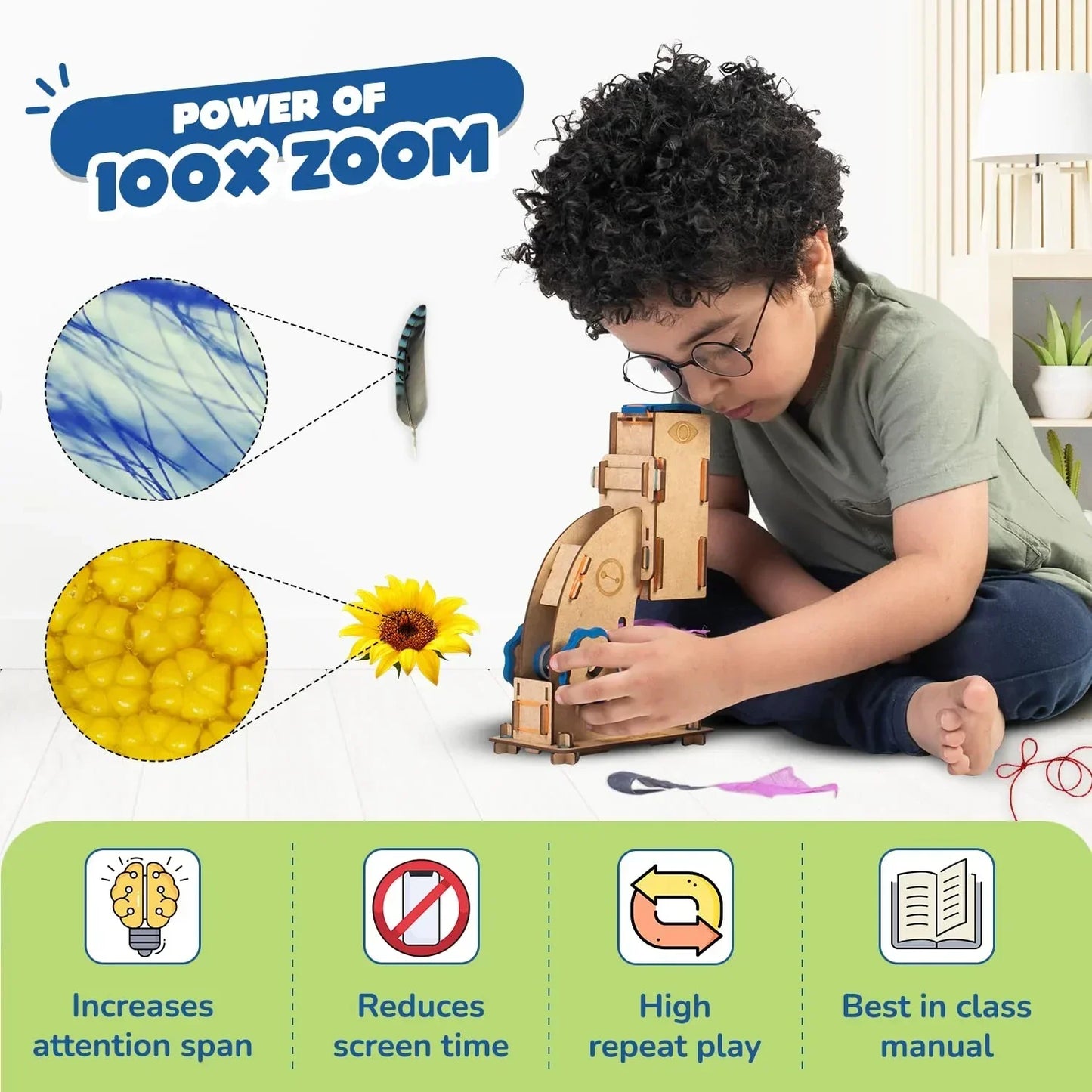 Smartivity Microscope Toy 100x Zoom for Kids 8-14 | STEM Science Kit | DIY Educational Toy | Birthday Gift for Boys & Girls - Jaiman Toys