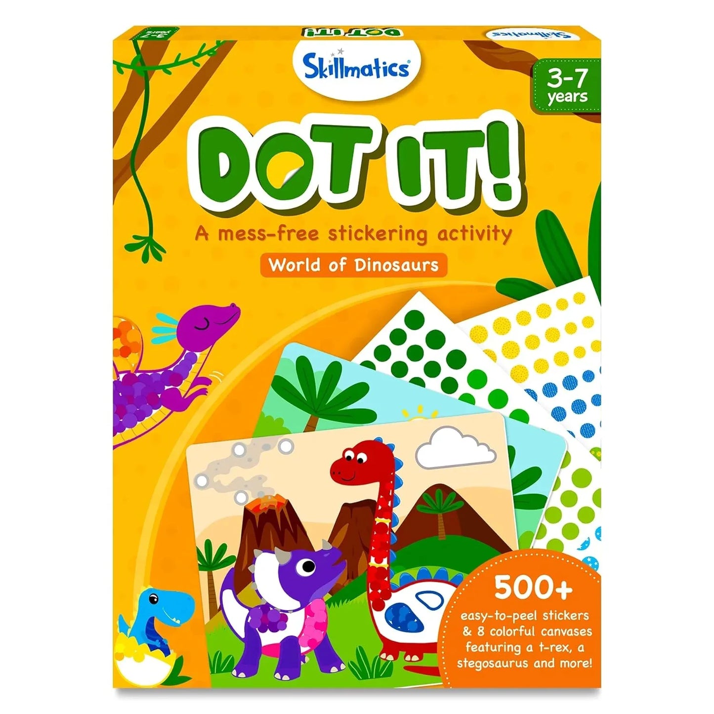 Skillmatics Art Activity - Dot It Dinosaurs, No Mess Sticker Art for Kids, Craft Kits, DIY Activity, Gifts for Boys & Girls Ages 3, 4, 5, 6, 7, Travel Toys for Toddlers, Paper, Multicolor - Jaiman Toys