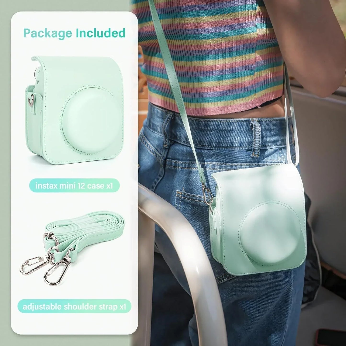Fujifilm Instax Mini 12 Accessories: 1 PU Camera Case + 20 Films Shot + 1 Photo Album + 1 PU Camera Pouch - Jaiman Toys