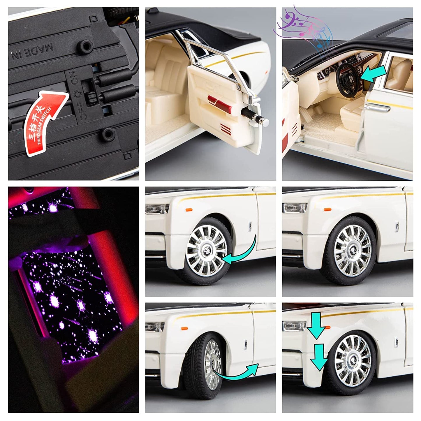 HQT 1:22 Scale Die-Cast Luxury Car Model with Light & Sound – Pull Back Action