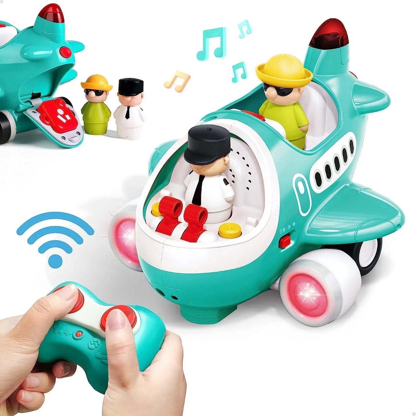 Control Airplane for Kids, with Remote Control Mode or Automatic Mode for Toddlers Musical with Lights, Electronic Moving Aeroplane, for Kids Age 18M+ - Jaiman Toys