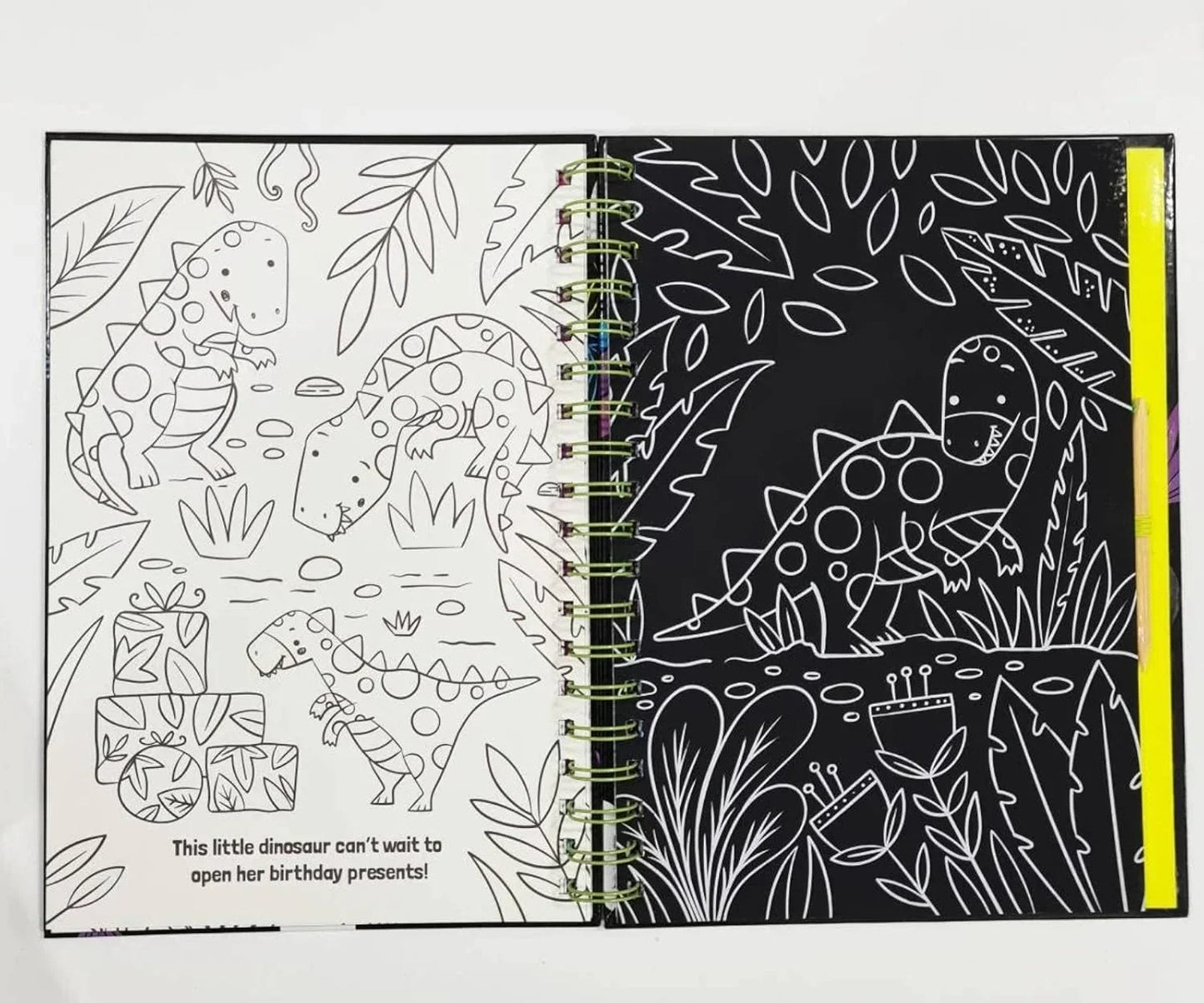 Dinosaur Scratch Art Activity Book for Kids – Scratch Pages, Colouring Sheets, Stylus & Bonus Story