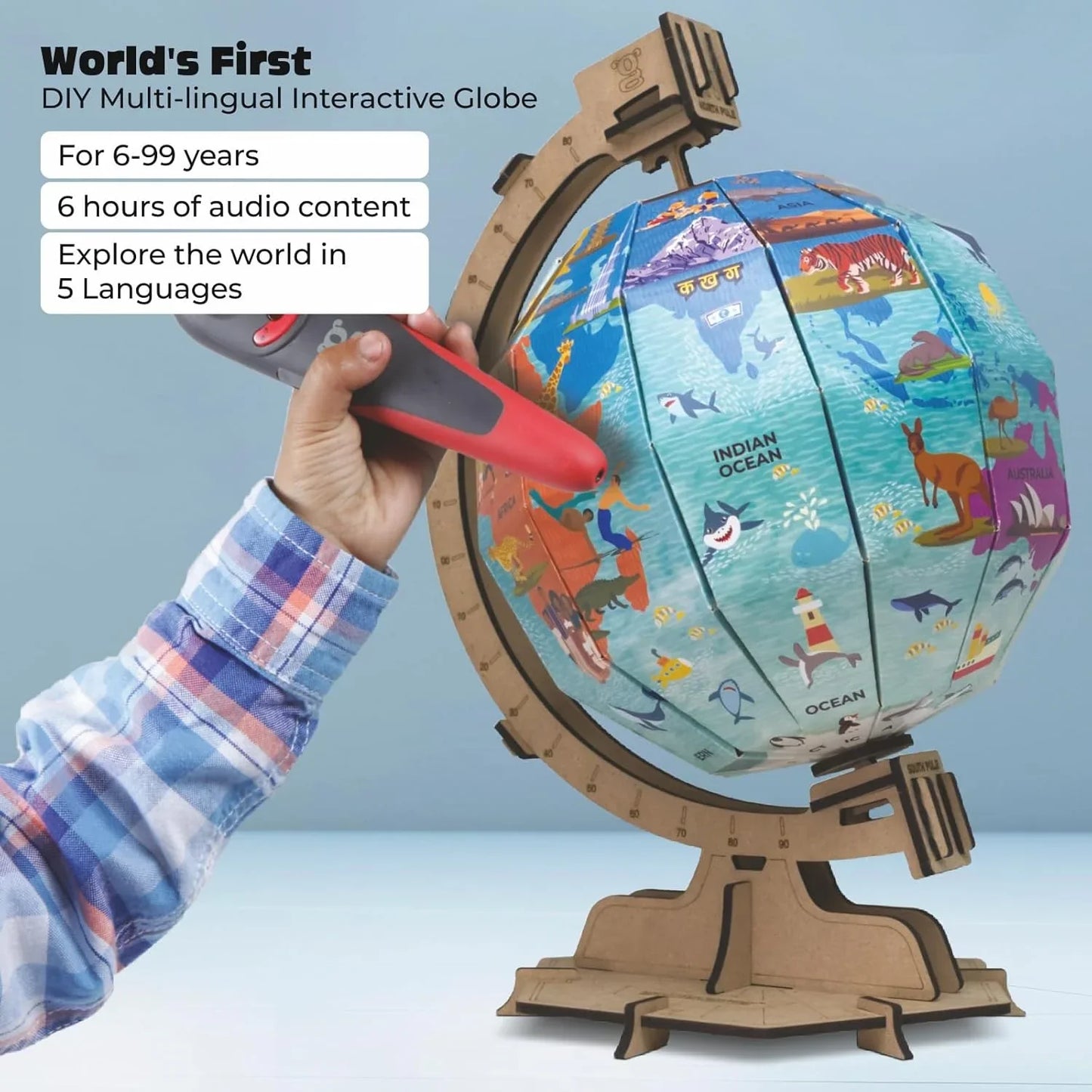 goDiscover Interactive Talking Globe with Smart Pen | Multilingual Geography Learning Toy for Kids