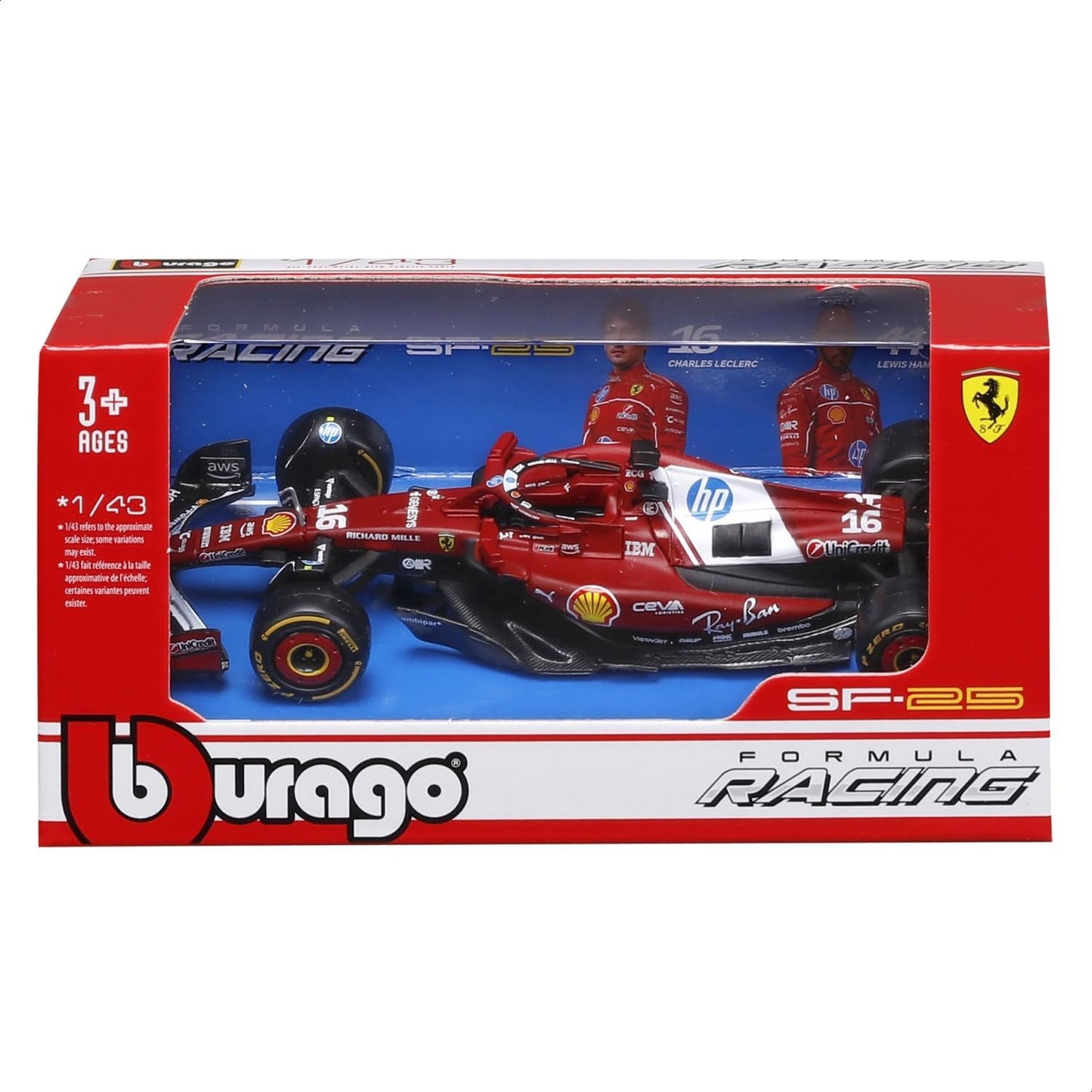 Bburago 1:43 Ferrari SF-25 #16 Charles Leclerc 2025 Formula 1 Racing Die-Cast Model Car – Official Licensed Collectible 18-36853