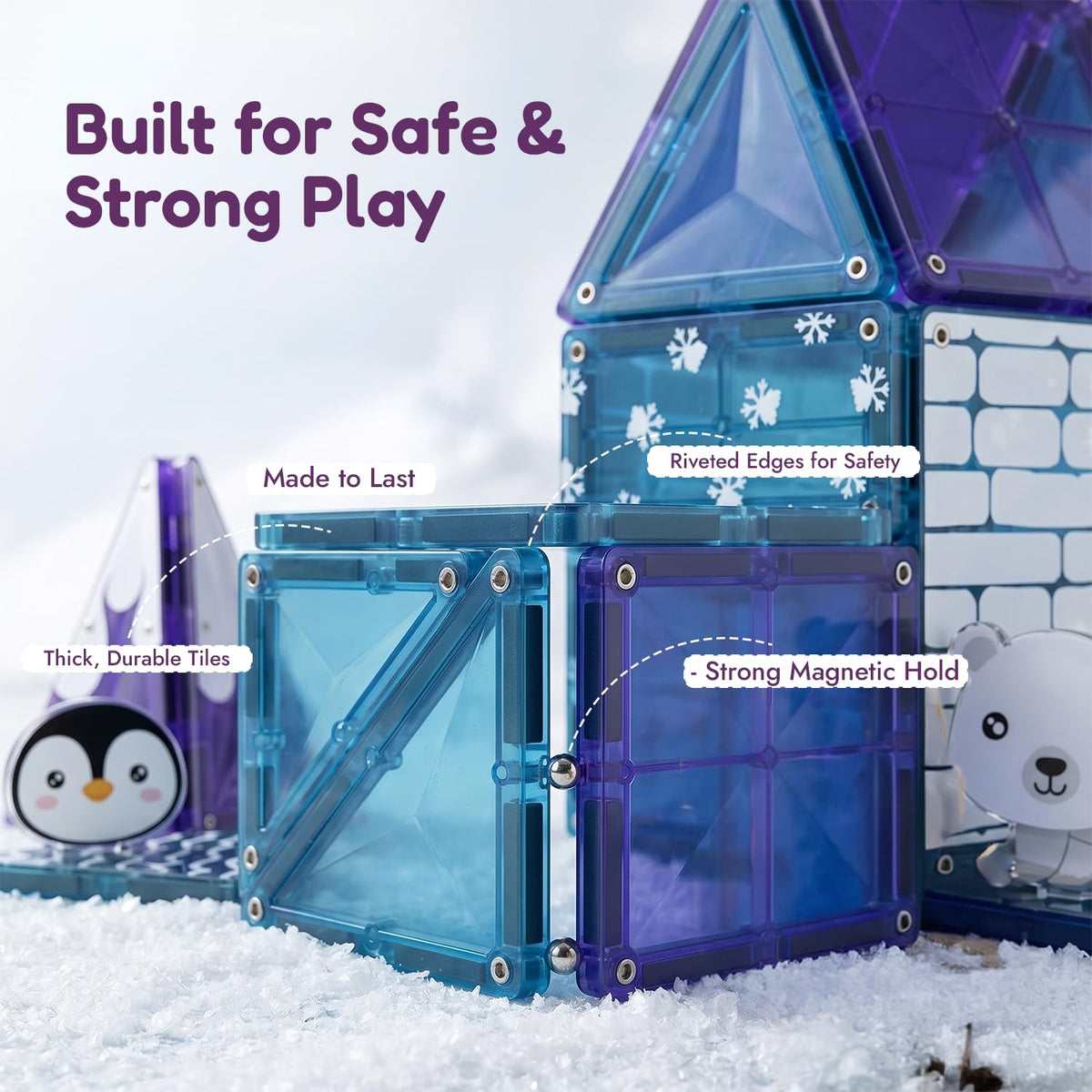 Zephyr Learning Steps Magnetix Arctic Magnetic Tiles Building Set – 34 Pieces, Ages 3+