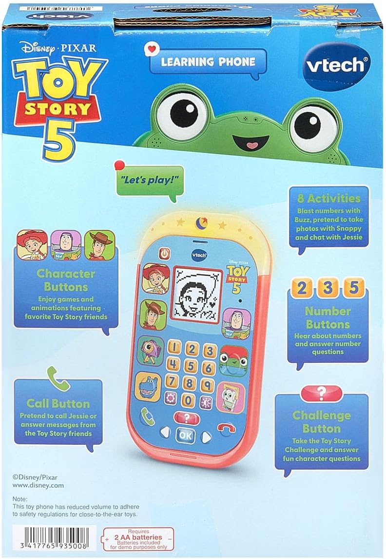 VTech Disney & Pixar Toy Story 5 Learning Phone | Interactive Educational Toy Phone with Lights, Sounds, Games & Character Voices for Kids