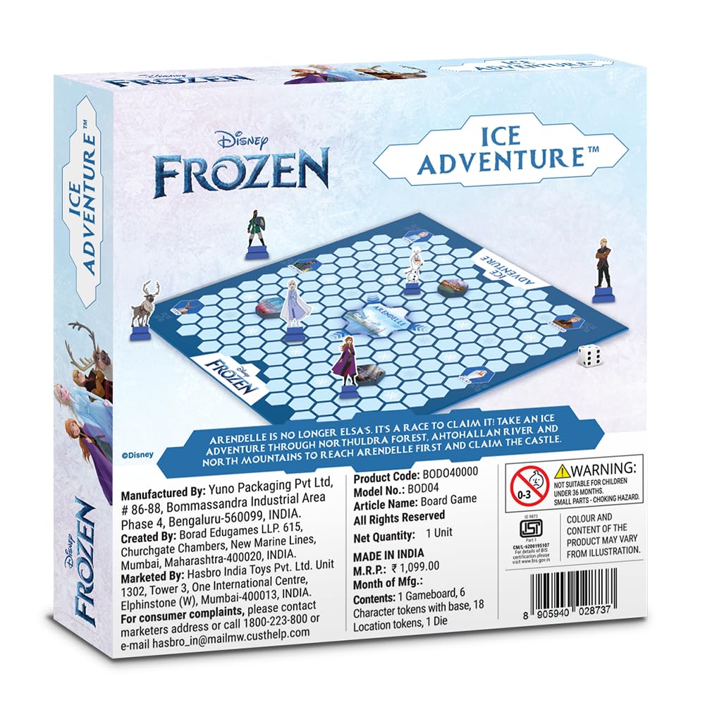 Disney Frozen Ice Adventure Board Game by BOL – Elsa, Anna, Olaf & Kristoff Family Racing Game for Kids Ages 5+ | 2–6 Players