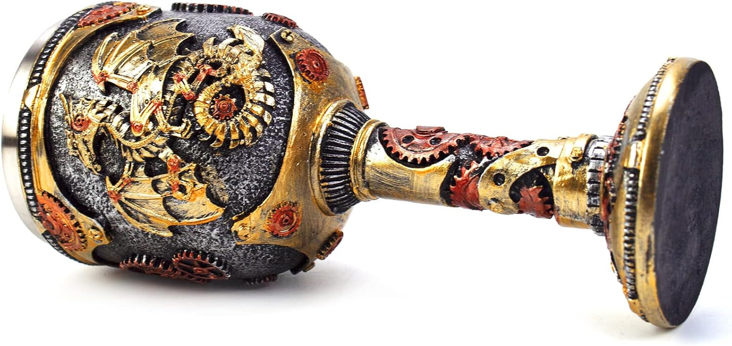 Steampunk Mechanical Dragon Goblet Chalice | 19 cm Fantasy Collectible Wine Cup