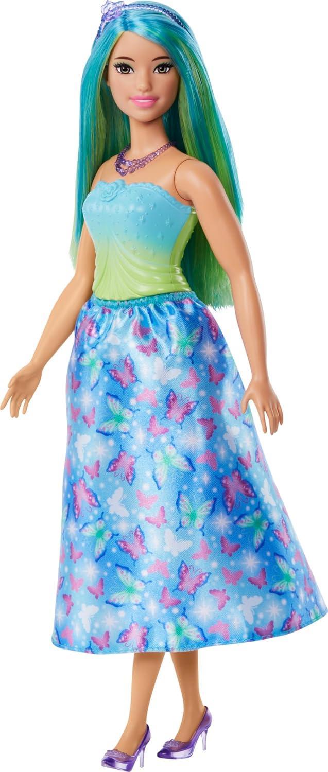 Barbie Royal Doll with Pink and Blonde Fantasy Hair, Colorful Accessories, Pink Ombre Bodice and Butterfly-Print Skirt - Jaiman Toys