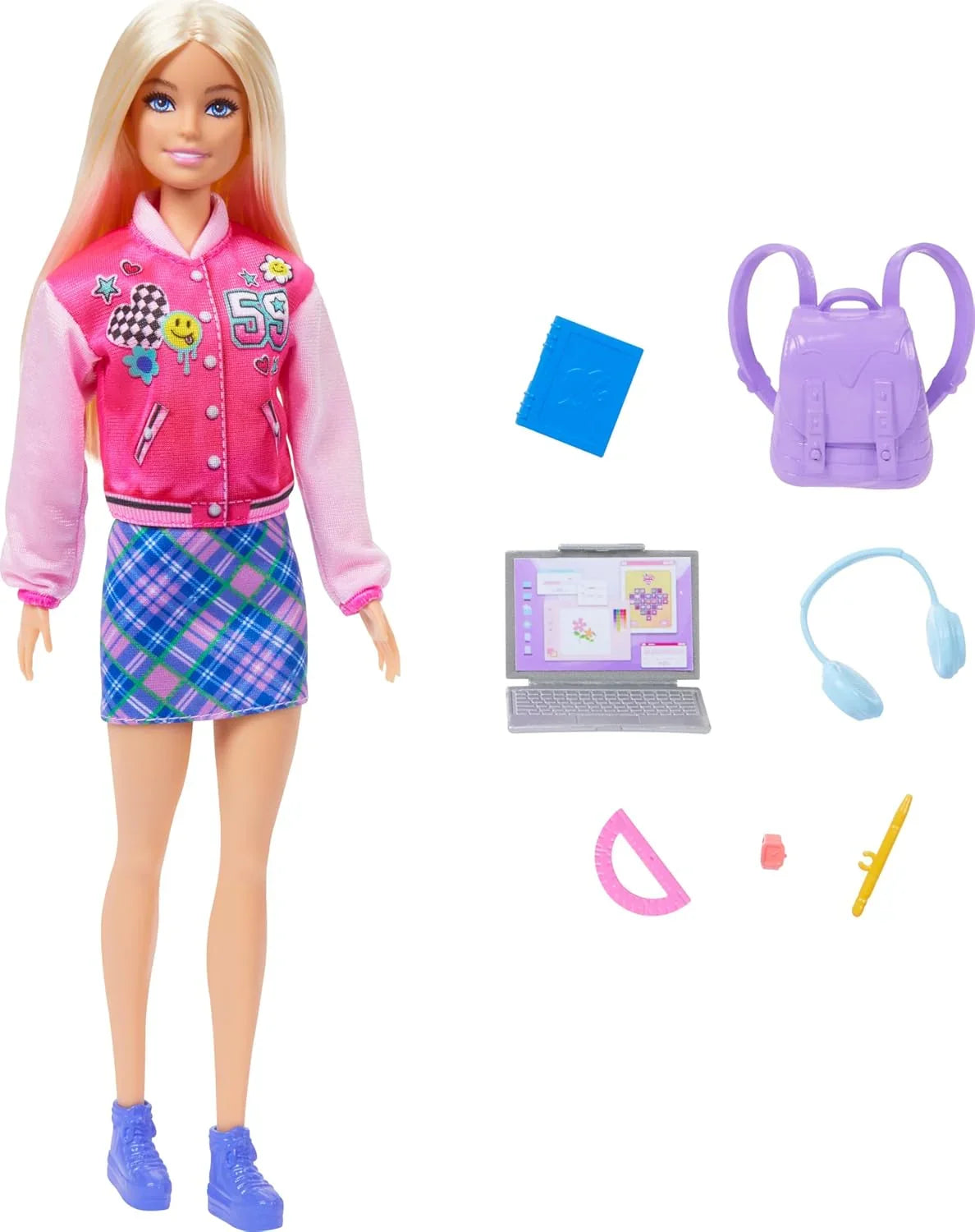 Barbie I Love School Doll Set – Accessories with Laptop