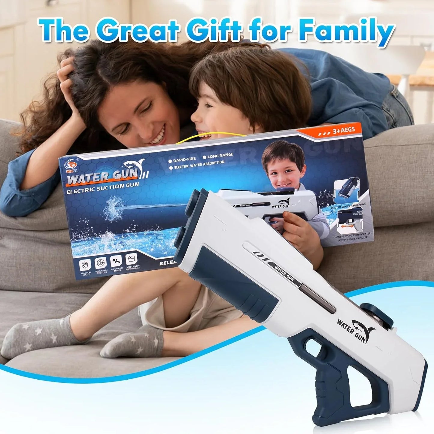 Electric Water Guns for Adults Kids, Automatic Water Reload & Shooting, Water Gun, Large Capacity Battery Powered Squirt Gun, Summer Beach Pool Backyard Outdoor Toys (White) - Jaiman Toys